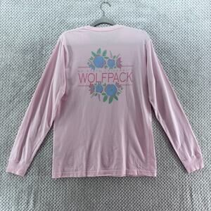 Champion Top Womens M Pink Crew T-Shirt Long Sleeves Wolf Pack NC State NC